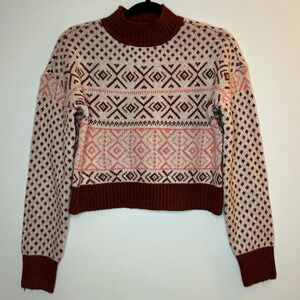 American Eagle Women’s XS Mock Neck Printed Long Sleeve Sweater NWT